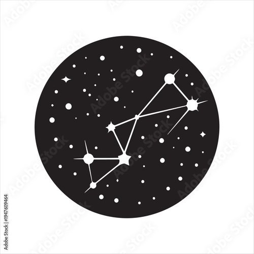 Stargazing constellation abstract silhouette line art logo design concept illustration idea