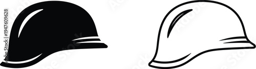 Black and white hard hat icons Vector