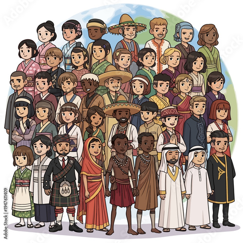 Diverse group of people from different cultures.