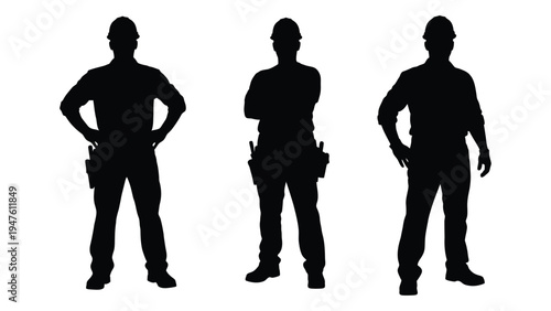 Silhouettes of three police officers in different poses