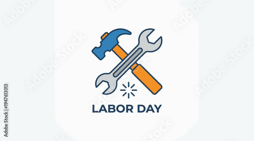 A graphic illustration of Labor Day with tools