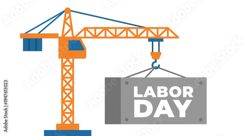 A graphic illustration of a crane celebrating Labor Day