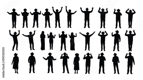 Collection of people silhouettes in various celebratory poses