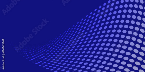 Abstract black background with 3D wavy halftone dots pattern and elegant minimalist design