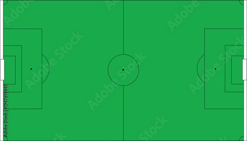 Soccer Field Top View Diagram with Marked Football Pitch Layout