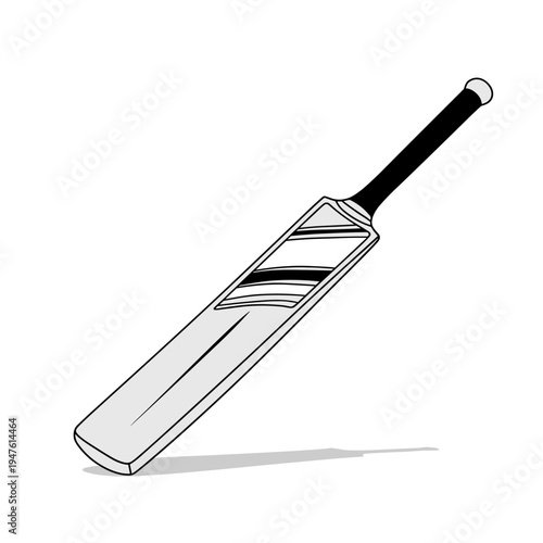 Cricket bat illustration in black and white design  