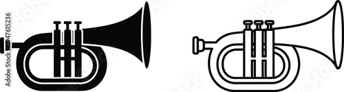 Trumpet illustration pair black white Vector