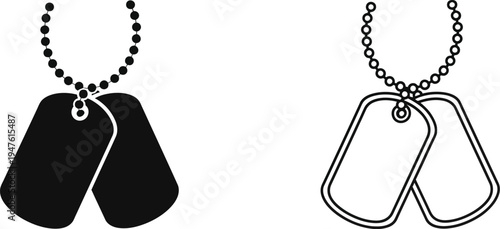 Dog tag necklaces black and white Vector