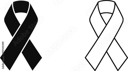 Awareness ribbons black and white Vector