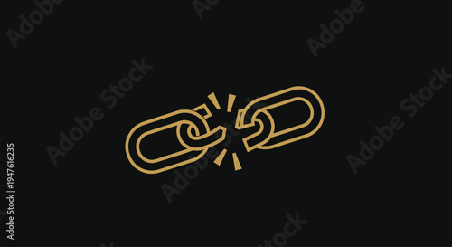 Broken Chain Link Isolated Symbol.