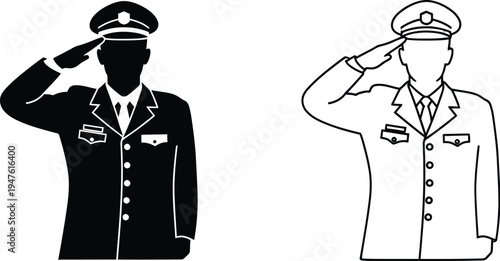 Military salute officer illustration Vector