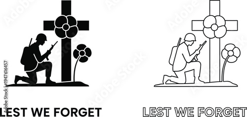 Remembrance day cross lest we forget Vector
