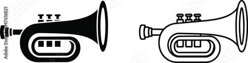 Trumpet illustration black and white Vector