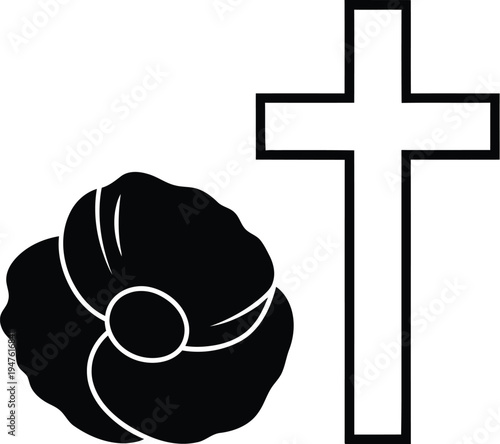 Cross and flower symbolism Vector