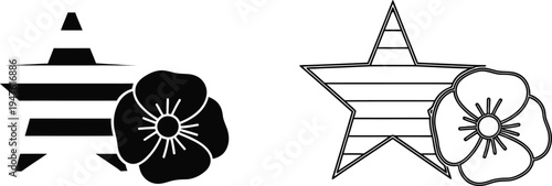 Black and white star flower abstract design Vector