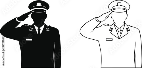 Military salute silhouette Vector