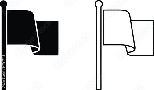Black and white flags waving on poles Vector