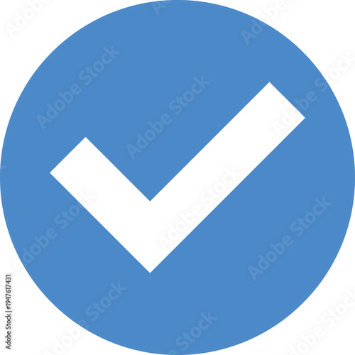 White Verification Check Mark for Social Media Profile Concept On Blue Background, interface (UI) design, mobile app security features, and digital trust branding.