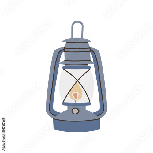 Vintage Kerosene Lantern Vector Illustration Isolated on White