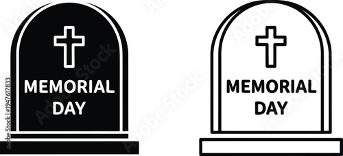 Memorial day tombstones Vector