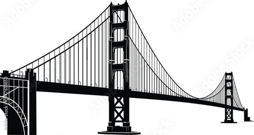 Golden Gate Bridge Silhouette Black and White Iconic Landmark san francisco