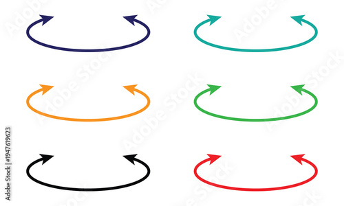 Dual sided arrow. Curved arc shape. Semicircular thin double ended arrow. Dual sided arrow Vector. isolated on white background. Vector illustration eps 10.