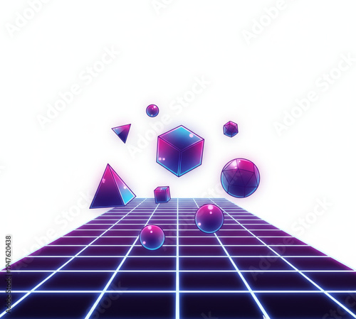 A 3d illustration of a blue solar energy grid pattern designed as a tic tac toe game concept featuring glass spheres and metal lines to represent success in alternative power technology