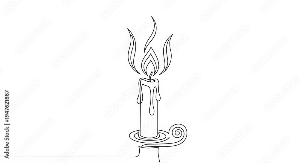 Obraz premium Single Line Art - A Minimalist Candlelight Still Life.