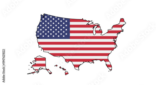 United States Map with Flag Design