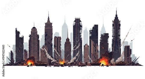 New York City Skyline Fire.