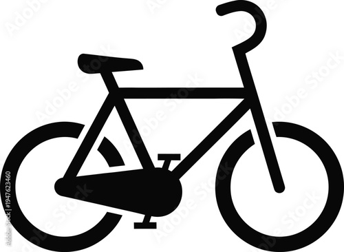 A simple black bicycle icon on a white background