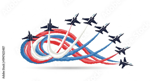 Military Jets Flyover Formation.