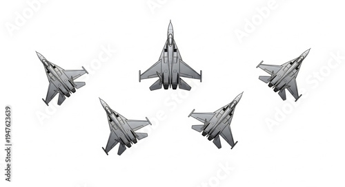 Military Jets in Formation Flight.