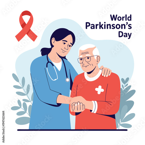 A healthcare worker supports an elderly man symbolizing care for parkinson s disease patients