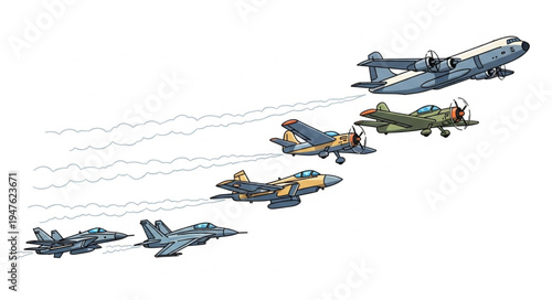 Military Jets in Formation Flight.