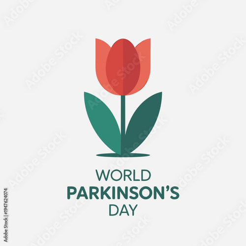 A vibrant red tulip illustration with green leaves promotes world parkinson s day awareness
