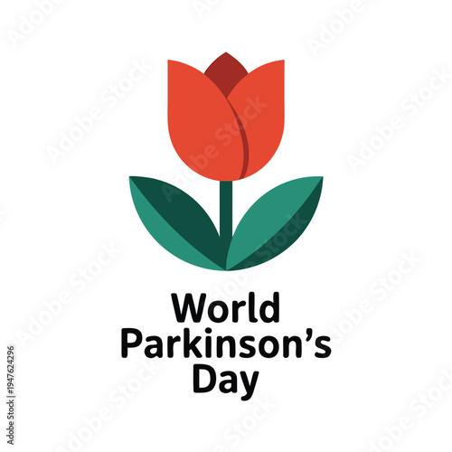 A vibrant red tulip illustration accompanies text recognizing world parkinson s day awareness high quality
