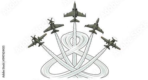 Military Jets in Formation Flight.