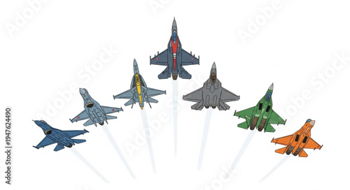 Military Jets in Formation Flight.