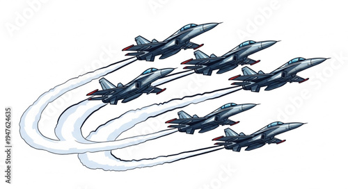 Military Jets in Formation Flying.