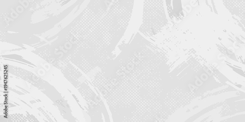 Abstract grayscale background with brushstroke and halftone patterns
