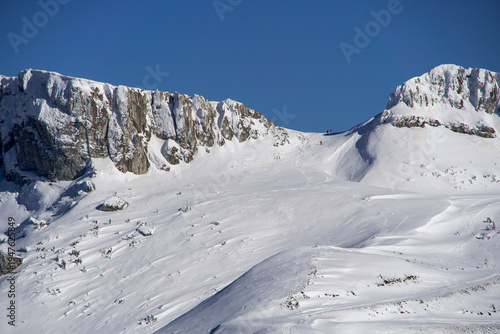snow covered mountains, Strungulita Saddle, Bucegi Mountains, Romania 