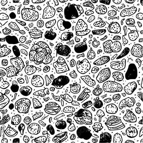 seamless pattern with black and white flowers
