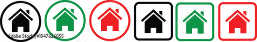 Home and House Icon Set for Real Estate and Web Navigation Concept, real estate listings, website homepage buttons, mobile app navigation, and residential service branding.