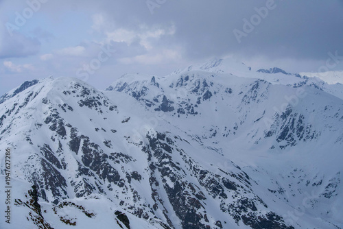 snow covered mountains, Laitel Ridge, Fagaras Mountains, Romania 