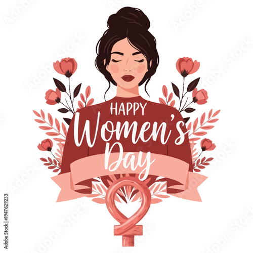 Celebrate International Women Day with Floral Accents Honoring Female Strength and Empowerment with Symbol womens day womens day card greetings carrd