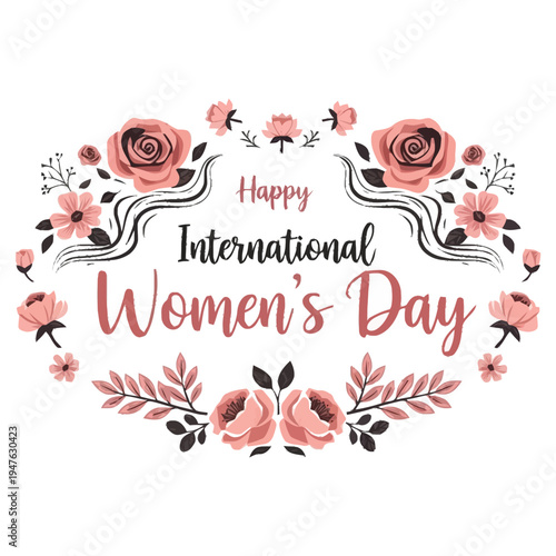 Celebration Greeting For International Womens Day With Delicate Floral Arrangements And Elegant Text Displaying Holiday Wishes For Women womens day