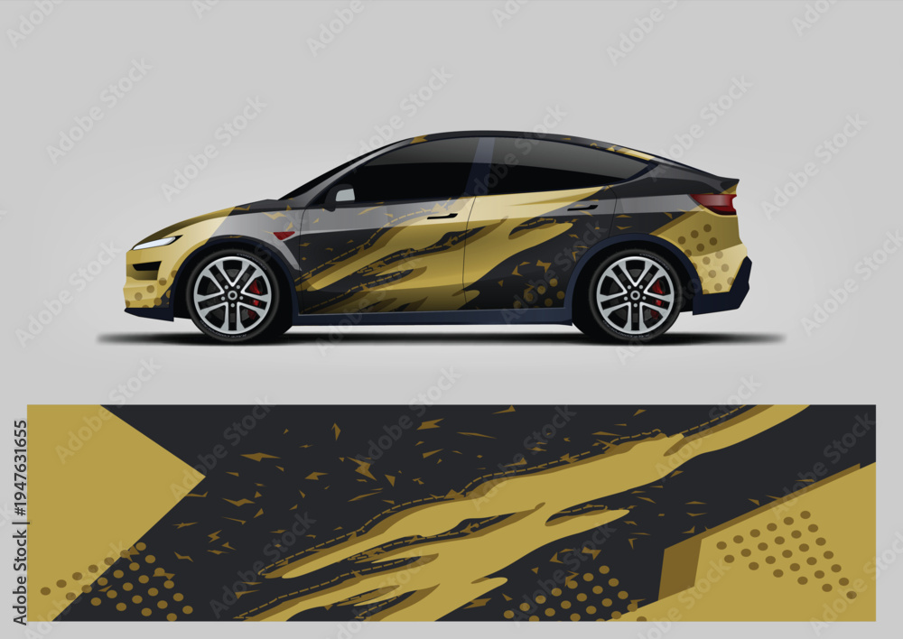 Fototapeta premium Abstract gold background for sport car livery wrap design, vehicle wrap sticker and decal