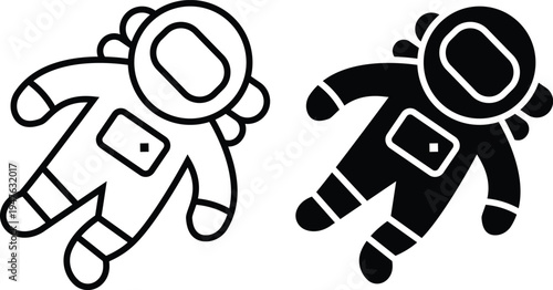 Black and white astronaut in space suits astronauts helmets