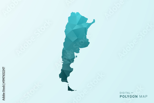 Argentina Map - Polygon style vector illustration in teal blue-green low poly geometric design, modern minimal silhouette.